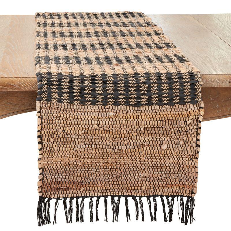 Saro Exotic Charm Striped Chindi Table Runner