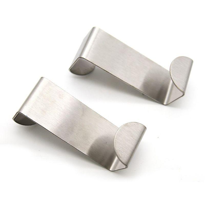 Over the Cabinet Door Single Hooks Set of 2 Brushed Stainless Steel