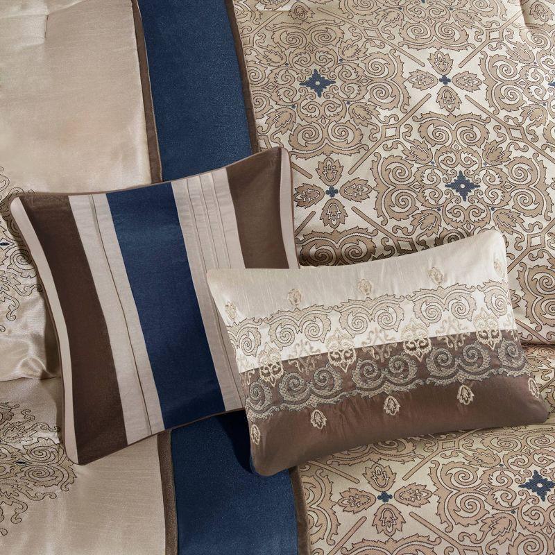 Donovan 7 Piece Jacquard Comforter Set with Throw Pillows