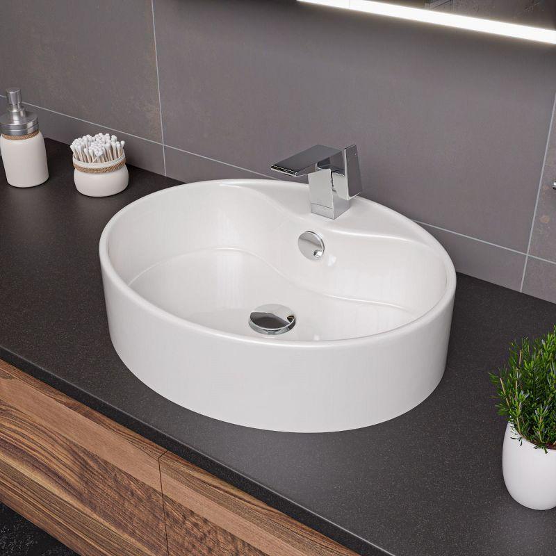Alfi Brand 18.13'' White No Oval Bathroom Sink with Overflow