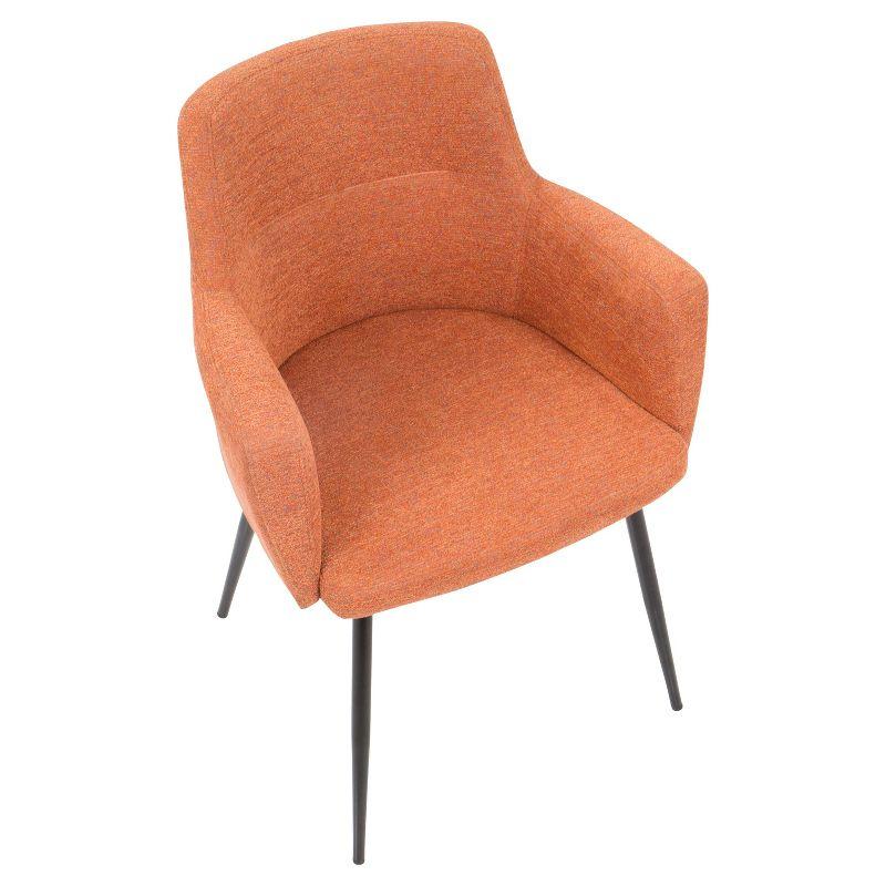 Set of 2 Andrew Contemporary Dining Accent Chairs Orange - Lumisource: Upholstered, Metal Legs, Padded Armrests