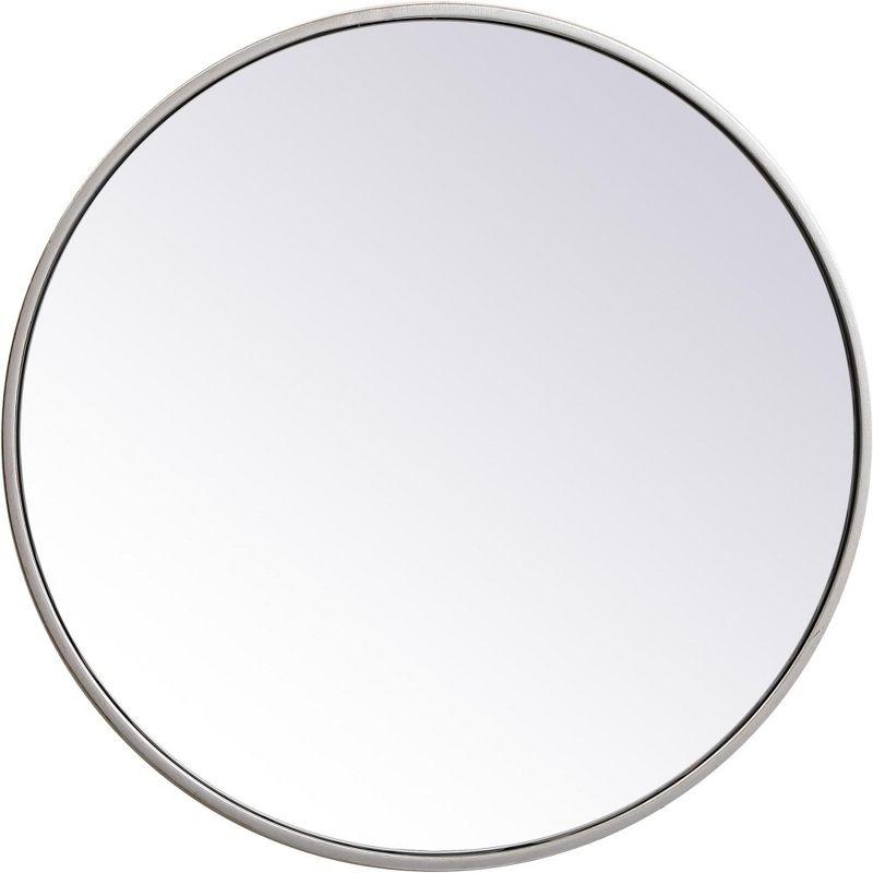 21" Round Silver Wood Frame Contemporary Mirror