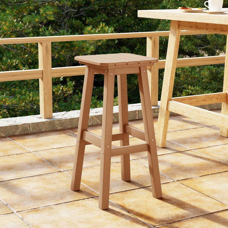 Teak 29" HDPE Outdoor Backless Bar Stool