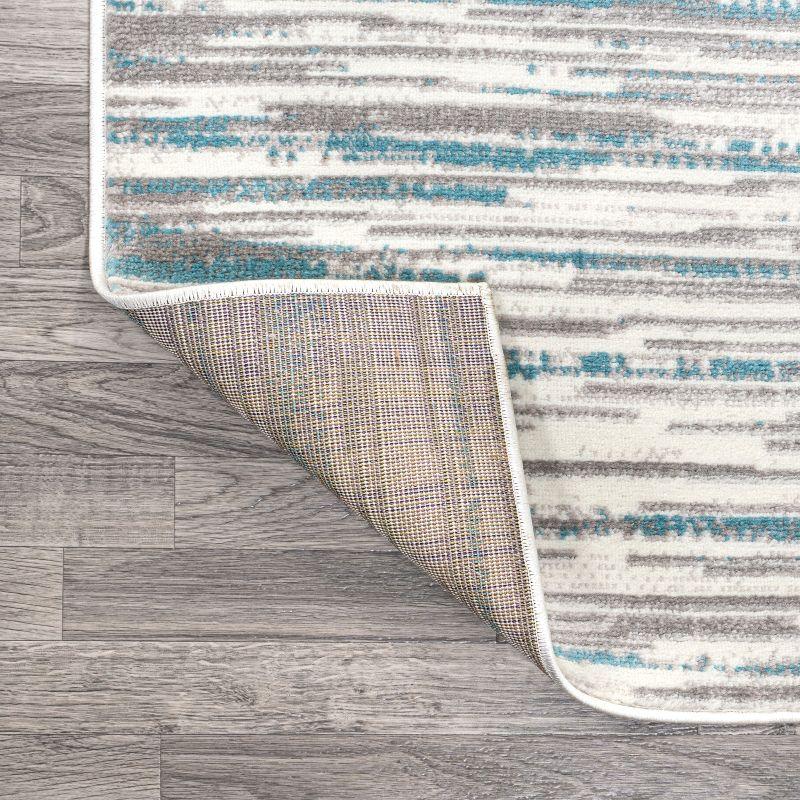 Abstract Linear Stripe Gray Synthetic Area Rug