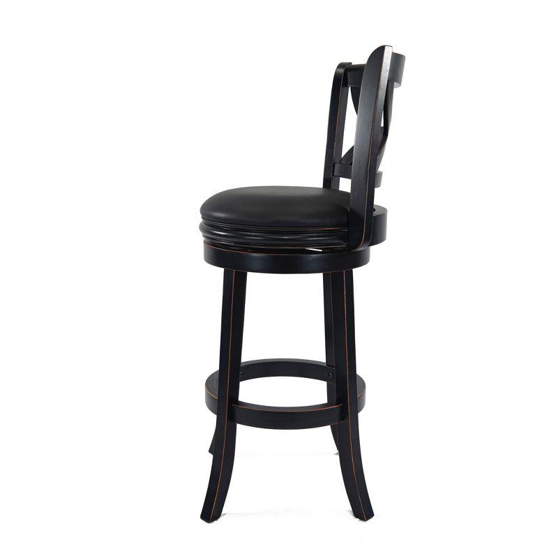 29" Florence Swivel Hardwood Barstool Black - Boraam: Upholstered, High Back, Counter Height