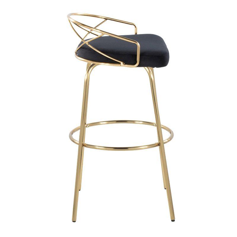 Set of 2 Charlotte Barstools Gold/Black - LumiSource: Glam Fixed-Height, Rounded Backrest, Metal Base