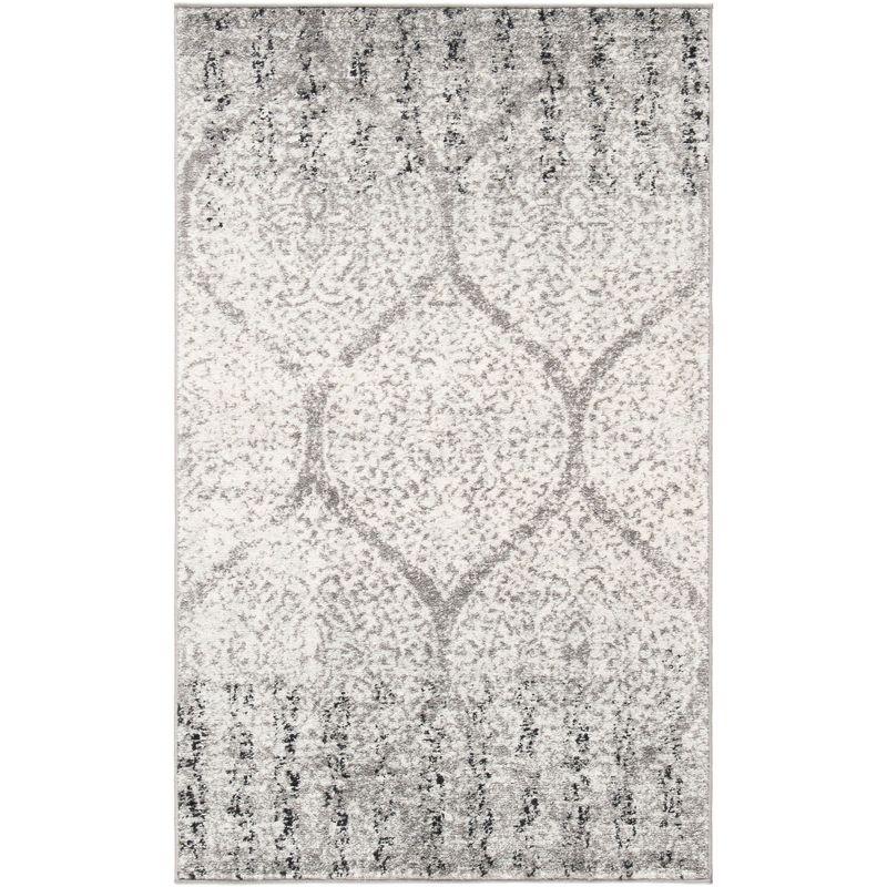 Gray and Ivory Rectangular Stain-Resistant Area Rug