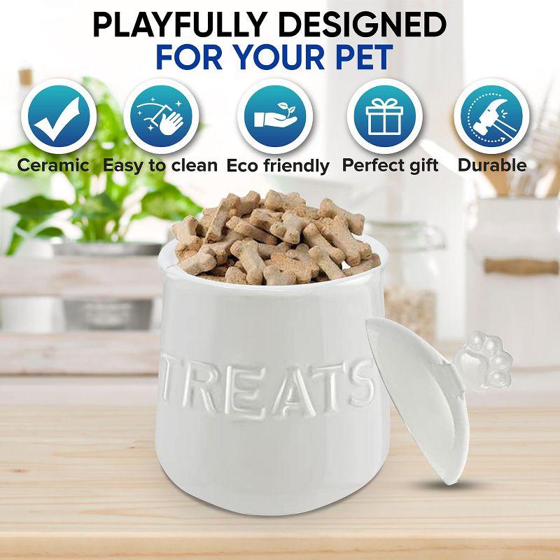 KOVOT Ceramic Pet Treat Jar - Ivory White, Airtight Lid, Paw Handle - Ideal for Dog Snacks & Treats