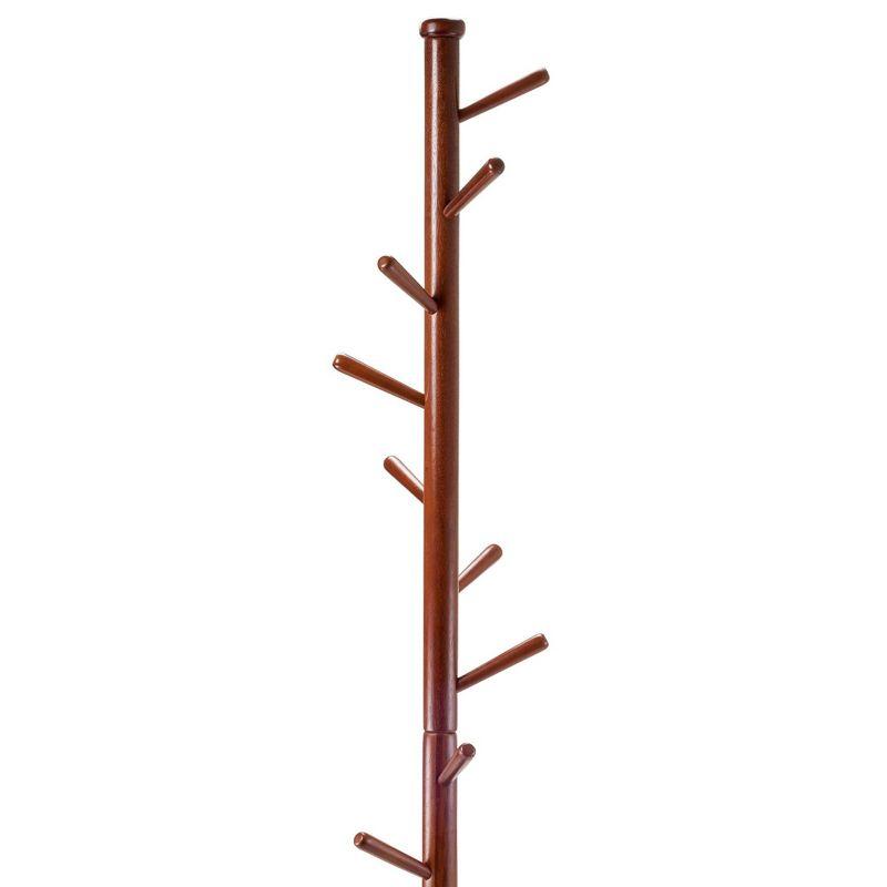 Lily Coat Tree Walnut Finish - Winsome: Solid Wood 9-Peg Entryway Organizer, X Base