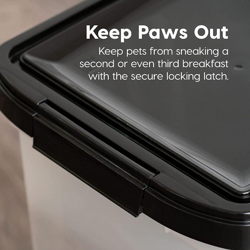 IRIS USA 10 Lbs / 12.75 Qt WeatherPro Airtight Pet Food Storage Container, Clear/Black