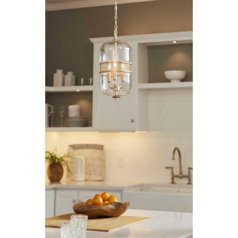 Progress Lighting, Cayce Collection, 3-Light Pendant, Vintage Gold, Glass Shade