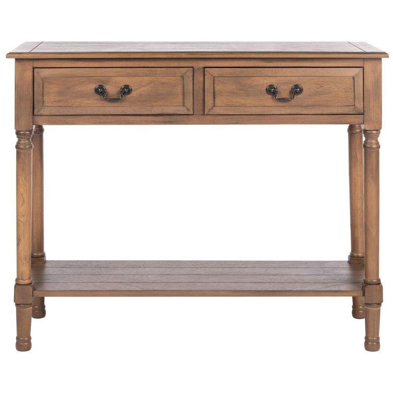 Primrose Warm Brown Wood & Metal Console Table with Storage