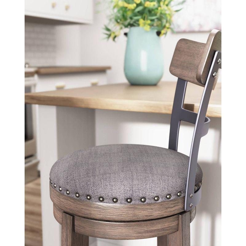 Caitbrook Barstool Gray - Signature Design by Ashley: Antiqued Finish, Swivel, Nailhead Trim