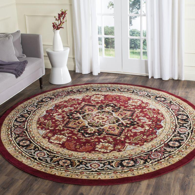 Lyndhurst Heriz LNH330 Power Loomed Area Rug - Red/Black - 8' Round - Safavieh