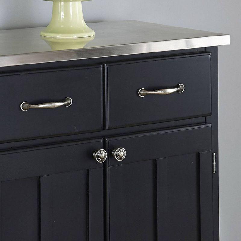 Black Hardwood Sideboard with Stainless Steel Top