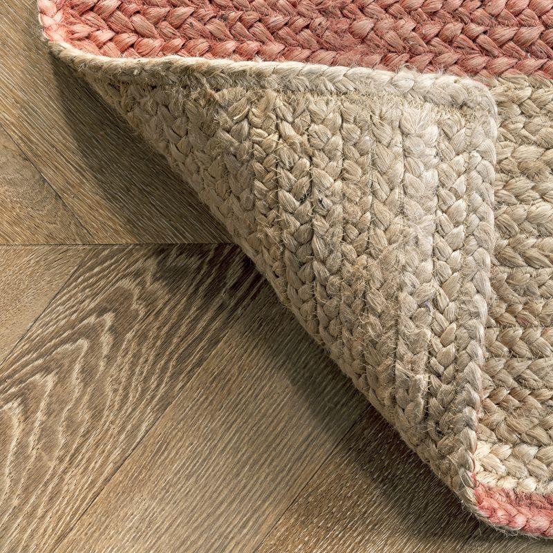 nuLOOM Solange Braided Jute Diamond Stripes Area Rug