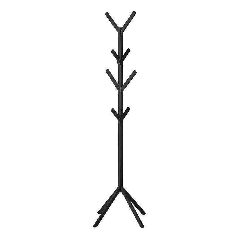 Monarch Specialties Coat Rack Hall Tree Free Standing 8 Hooks Entryway 70InchH Bedroom Metal Black Contemporary Modern