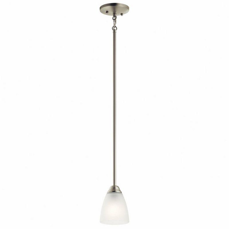 Jolie 12.5" 1 Light Mini Pendant with Satin Etched Glass in Brushed Nickel