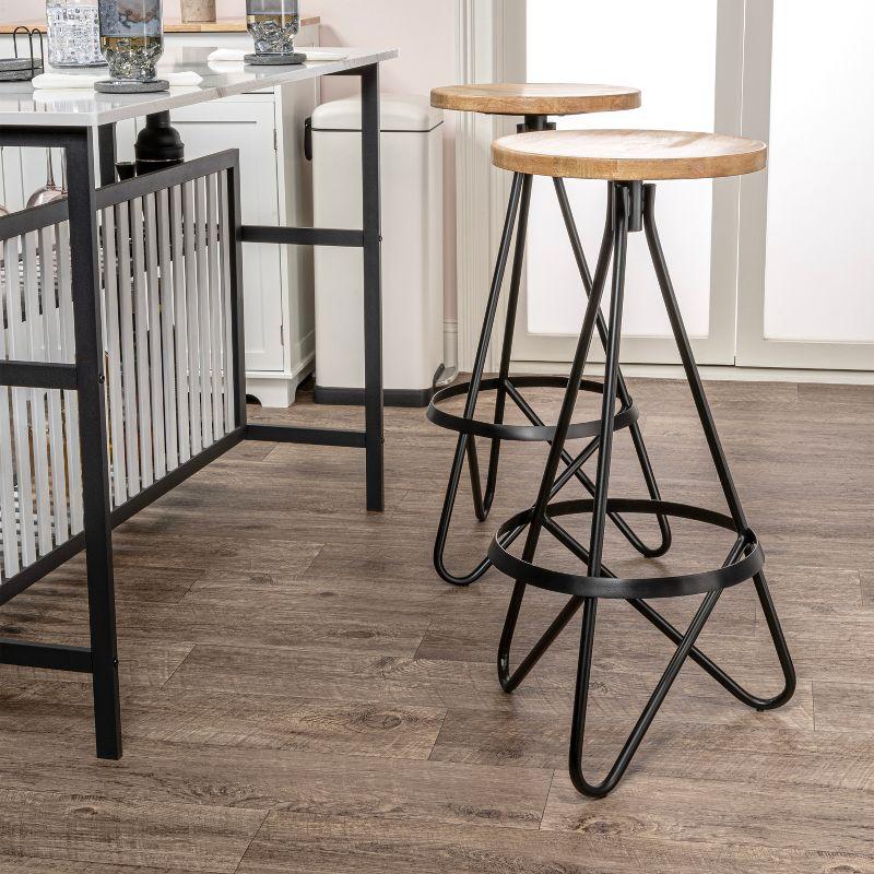 JONATHAN Y Spiroa Modern Industrial Metal Backless Circular Bar Stool