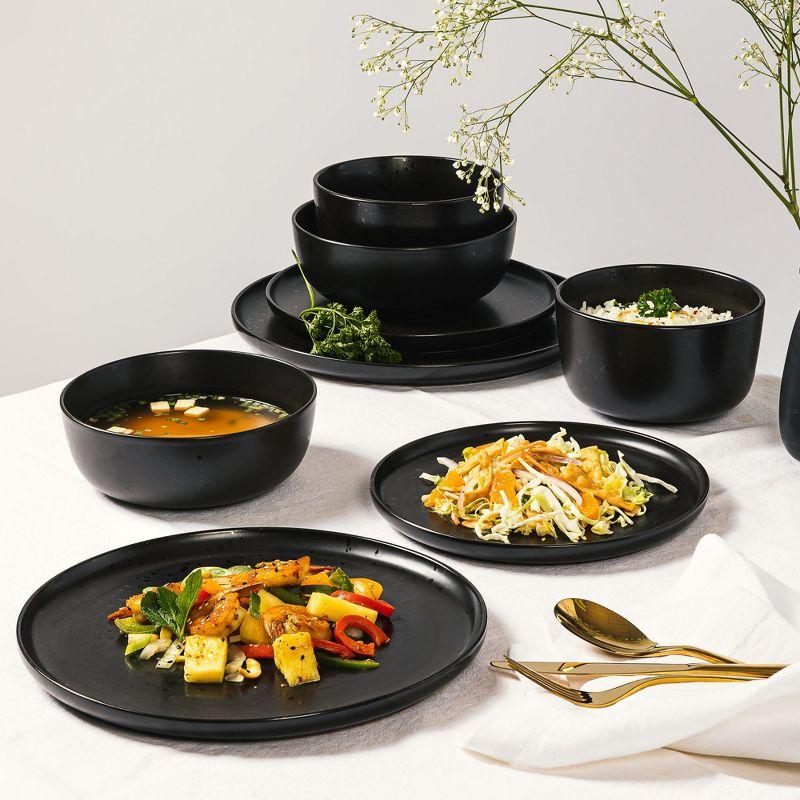 Gibson Elite James Street 16 Piece Stoneware Matte Reactive Double Bowl Dinnerware Set