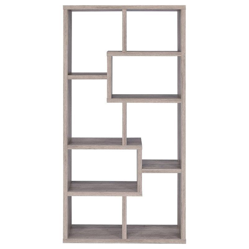 70.75" Theo 8 Shelf Bookcase Gray Driftwood - Coaster