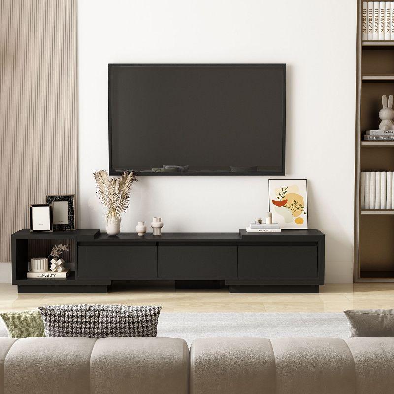 Famapy Extendable TV Console Table Modern TV Cabinet with Drawers