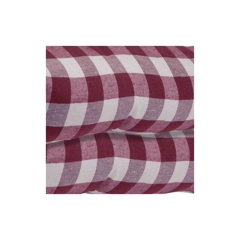 Kate Aurora Set of 2 Country Farmhouse Plaid Stain/Water Resistant Chair Cushions - Burgundy