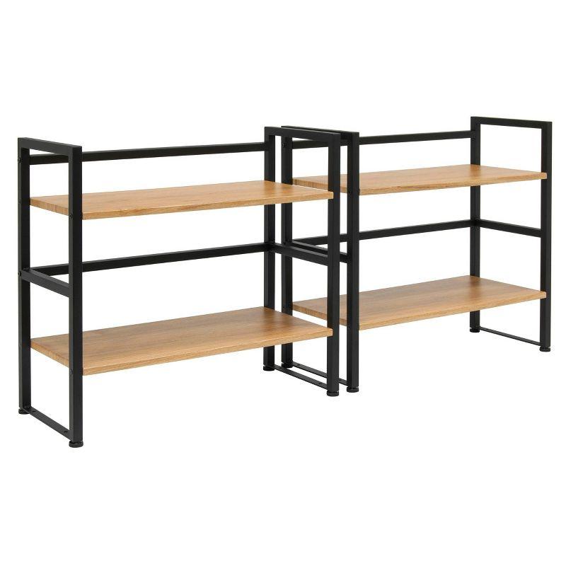 47.5" 4 Shelf or 2 Shelf Stackable Bookshelf Graphite Black/Ashwood - Calico Designs: Modern Metal Frame, Novelty Design