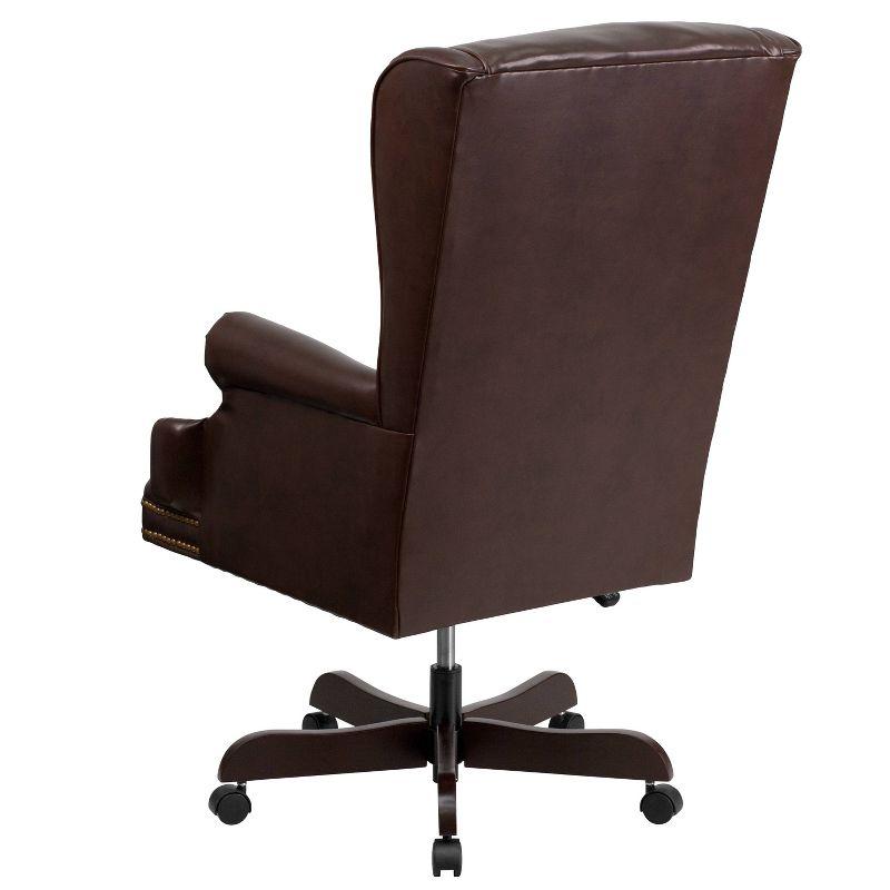 High Back Traditional LeatherSoft Tufted Executive Ergonomic Office Leather Chair Brown - Flash Furniture