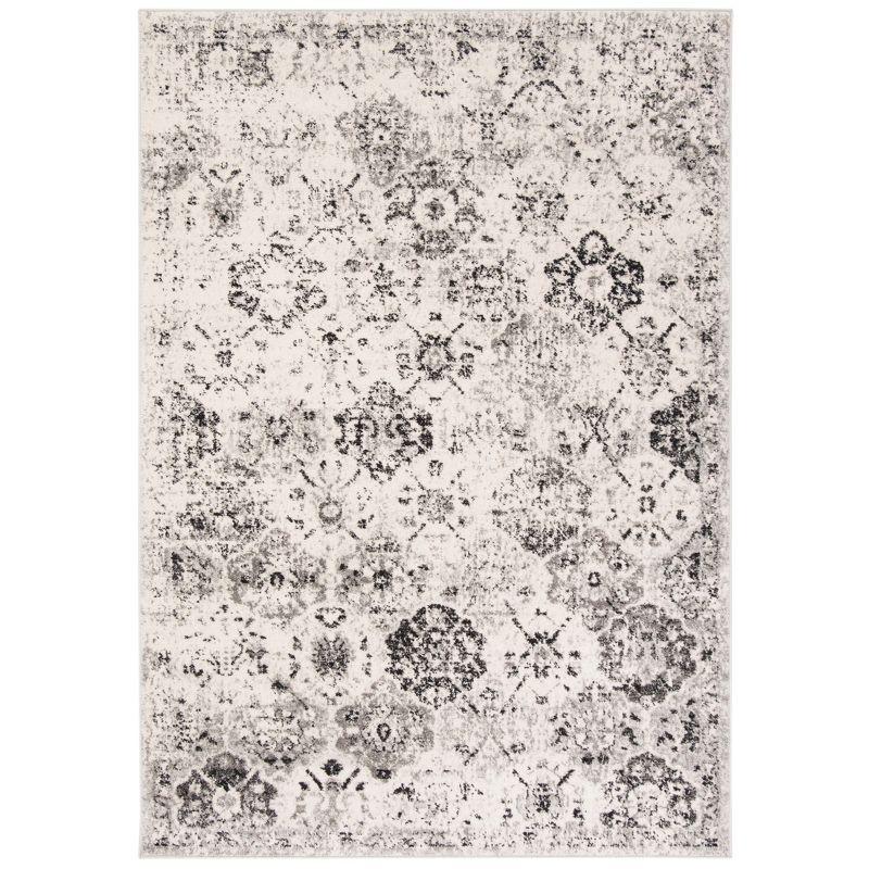 Reversible Silver Grey Synthetic Rectangular Rug - Easy Care and Stain-Resistant