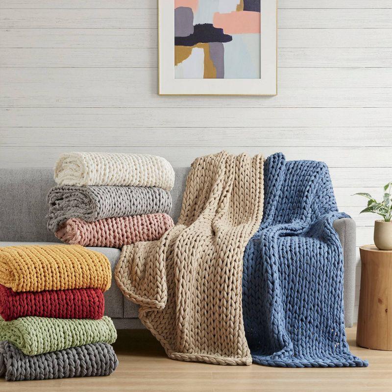 50"x60" Chunky Double Knit Handmade Throw Blanket - Madison Park