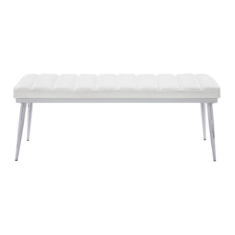 Weizor Bench White Faux Leather/Chrome - Acme Furniture