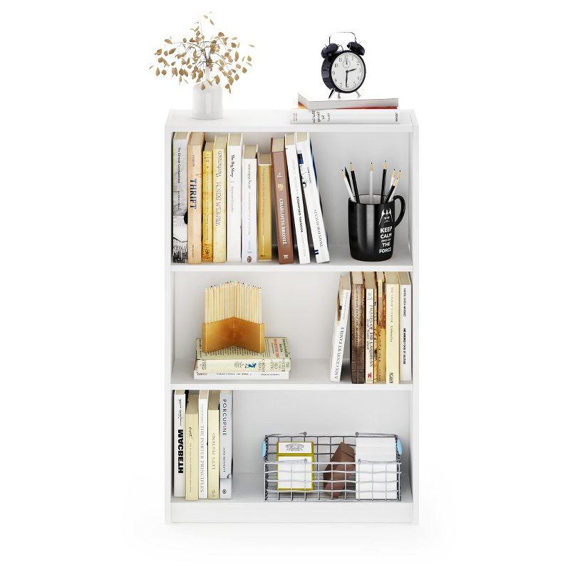 Furinno 3-Tier Bookcase with Adjustable Shelves for Study Home Office Kids Room,White