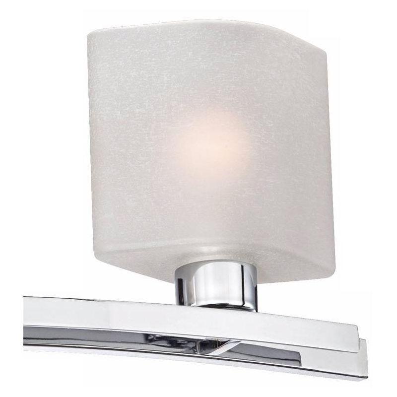 Sleek Chrome 26" Modern Bathroom Wall Light with White Linen Shades