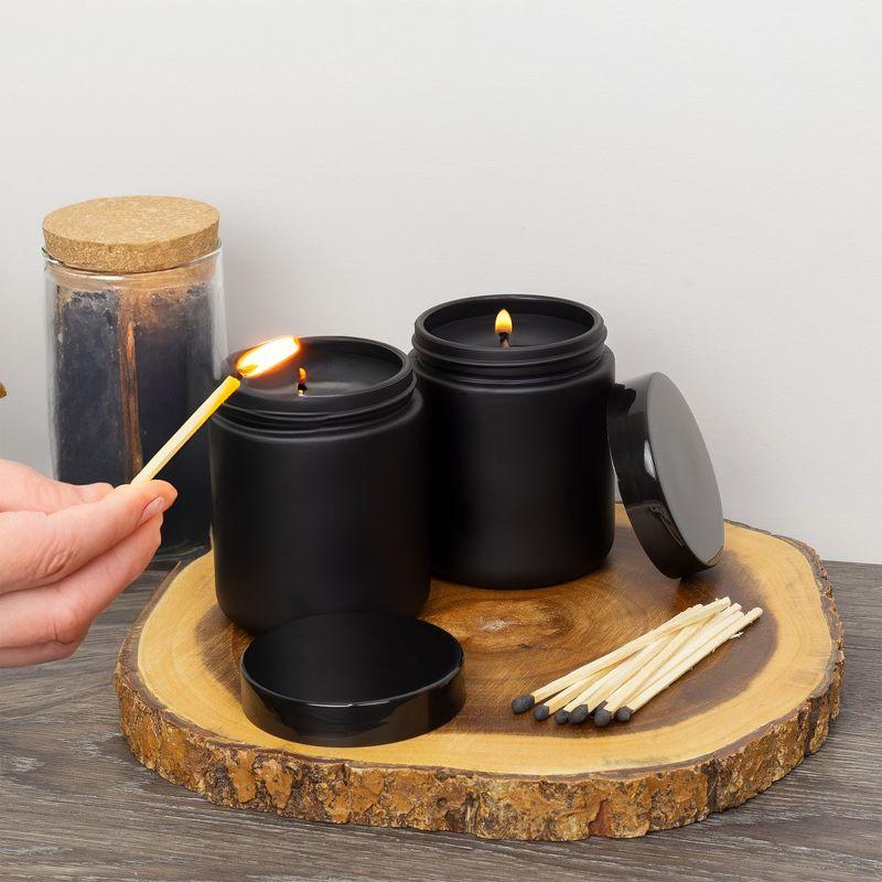 Cornucopia Brands 8oz /9oz Black Matte Coated Glass Cosmetic Jars (6pk) w/ Black Plastic Lids; Straight Sided for Body Butter, Creams, Scrubs