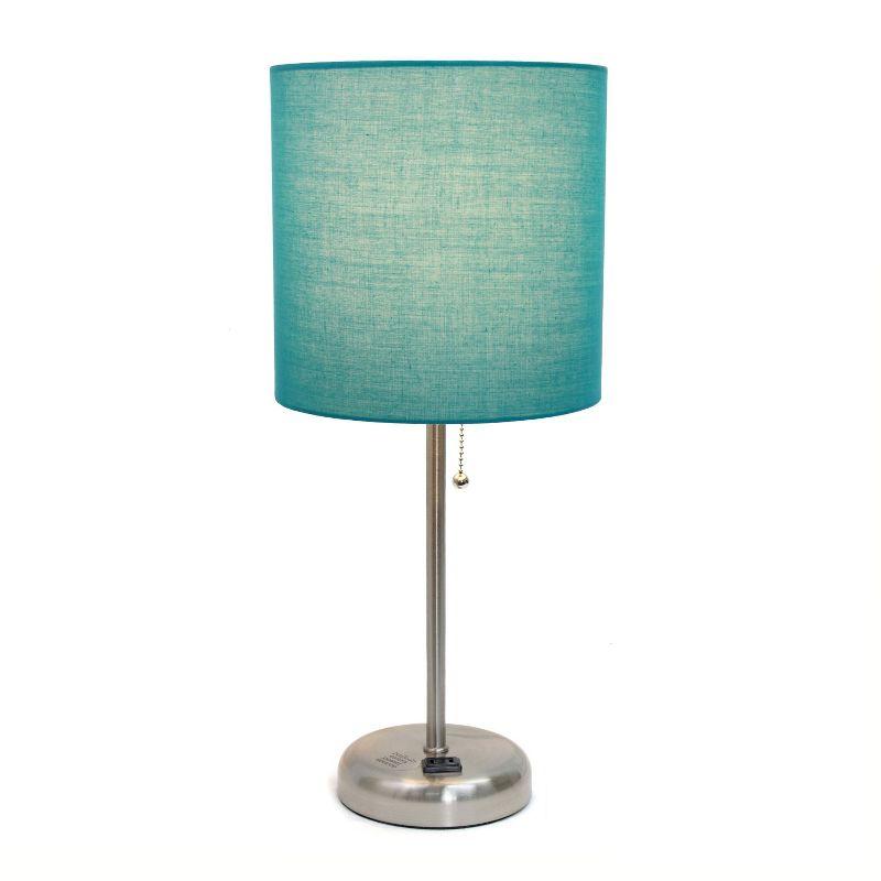 Creekwood Home Contemporary Bedside Table Lamp with Power Outlet