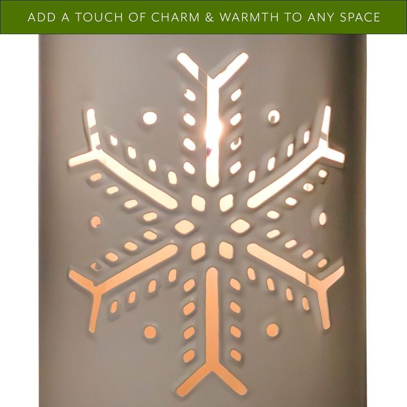 AuldHome Design Snowflake Candle Lanterns for Pillar Candles, 3pc Set; Christmas Holiday Decor Centerpiece Candle Holders