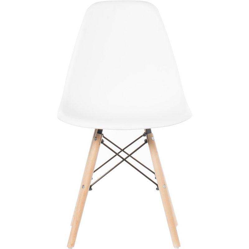 Fabulaxe Mid-Century Modern Style Plastic DSW Shell Dining Chair with Solid Beech Wooden Dowel Eiffel Legs