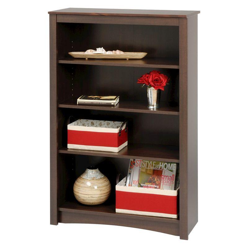 Espresso Adjustable 4-Shelf Deluxe Wood Bookcase