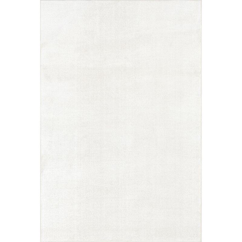 Cream Solid Machine Washable Synthetic Area Rug 5' 3" x 8'