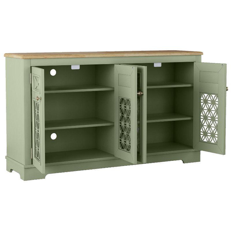 Festivo 57" Vintage Storage Accent Buffet Sideboard Cabinet Green