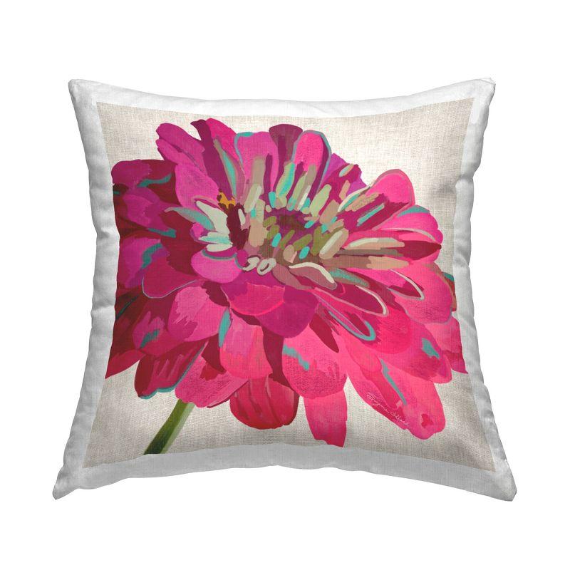 Bold Magenta Dahlia Flower Square Throw Pillow Set