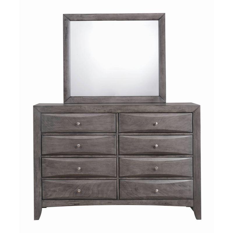 Transitional Gray 8-Drawer Dresser and Mirror Set with Nickel Hardware