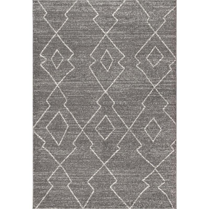 Modern Moroccan Beni Souk 4' x 6' Braided Edge Rug in Gray and Cream