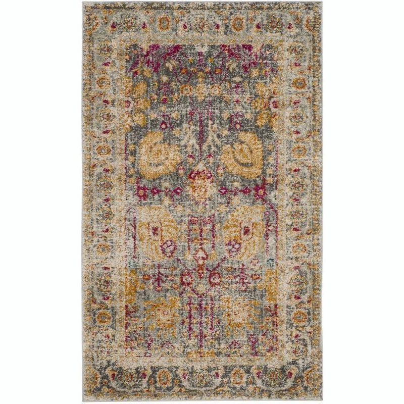 Granada GRA350 Power Loomed Indoor Area Rug - Light Grey/Multi - 4'x6' - Safavieh