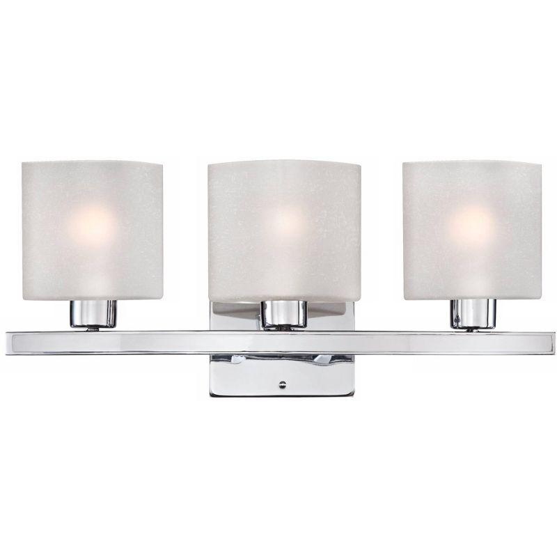 Possini Euro Design Modern Wall Light Chrome Hardwire 23 1/2" 3-Light Fixture White Linen Glass for Bedroom Bathroom Vanity Reading Living Room House