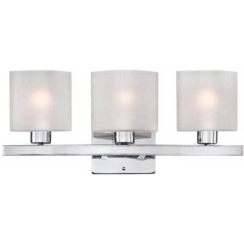 Sleek Chrome 26" Modern Bathroom Wall Light with White Linen Shades