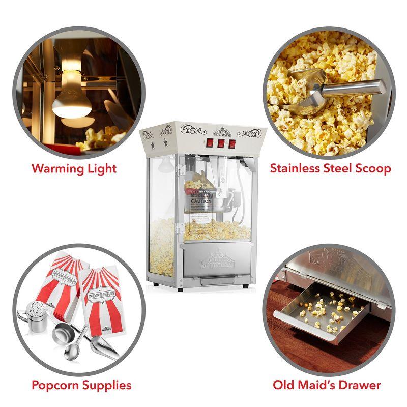 Olde Midway Movie Theater-Style Countertop Popcorn Machine Popper with 8 oz Kettle