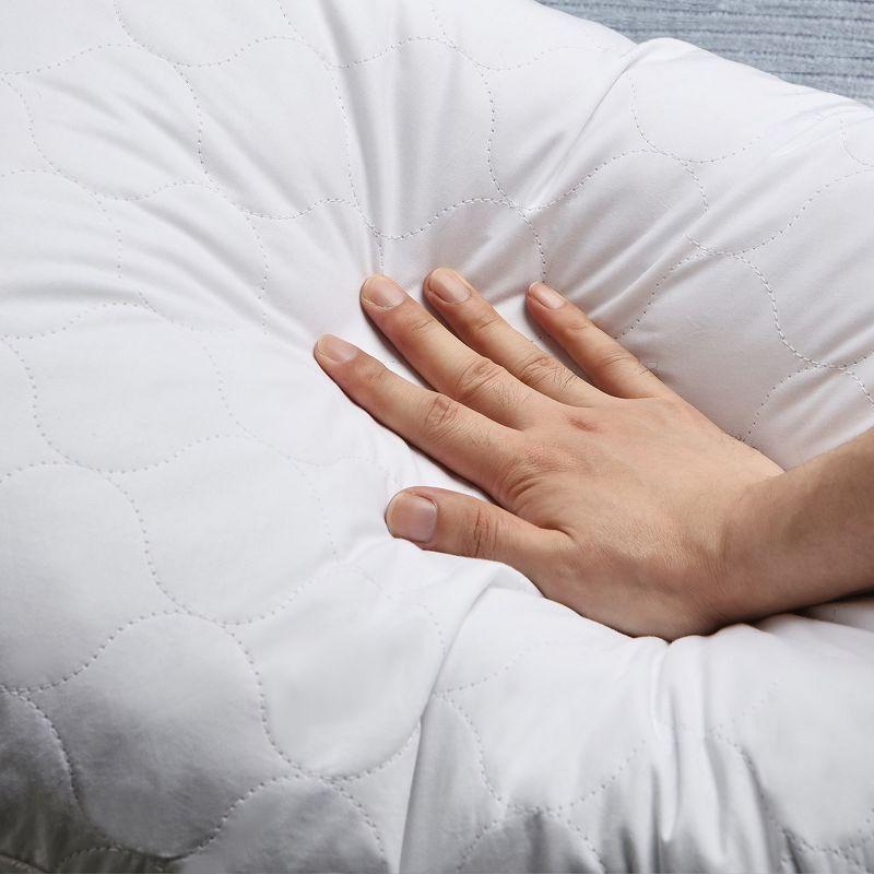 Peace Nest Goose Feather Down Pillow White Quilted Cotton Cover Set of 2, WaterDrop, Standard/Queen