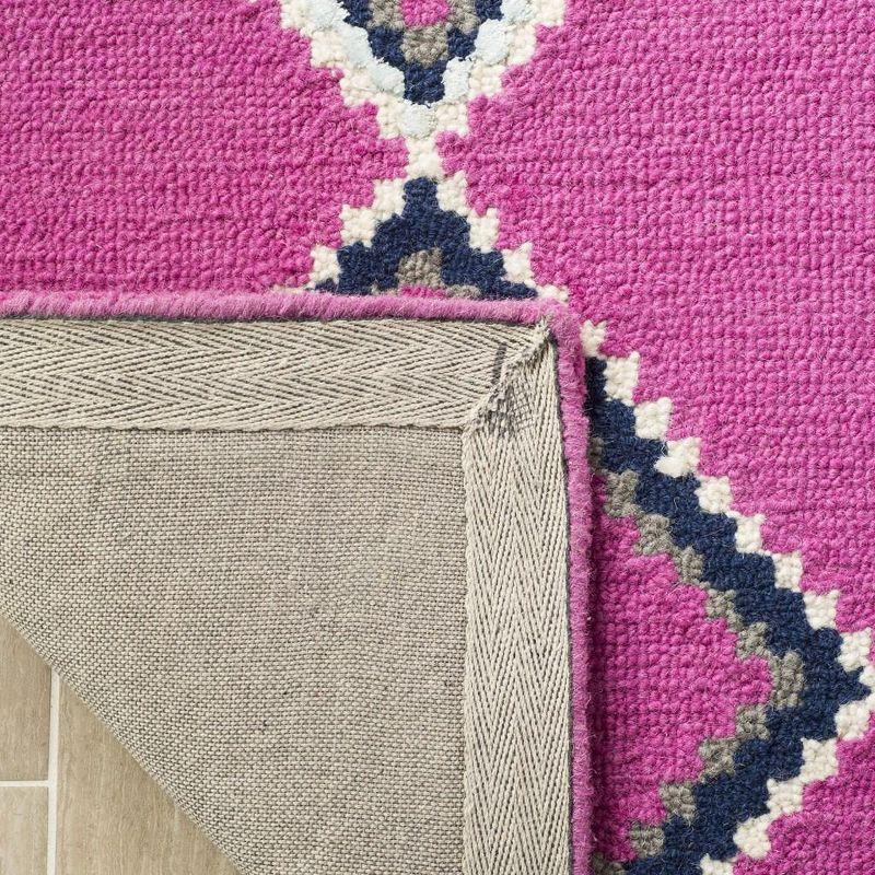 Handmade Fuchsia and Multicolor Tufted Wool Square Rug